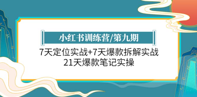 小红书训练营/第九期：7天定位实战 7天爆款拆解实战，21天爆款笔记实操-天天资源网