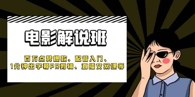 《电影解说班》百万点赞爆款、配音入门、1分钟出字幕PR剪辑、直播文案课等-天天资源网