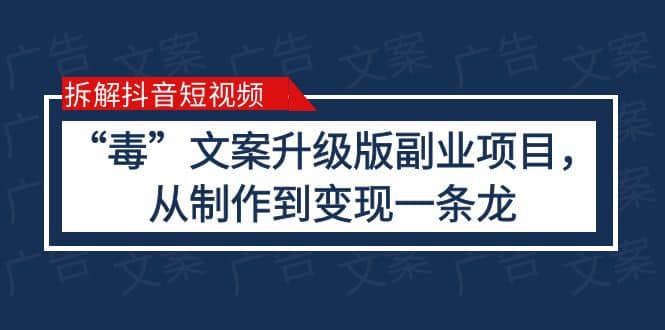 拆解抖音短视频：“毒”文案升级版副业项目，从制作到变现（教程 素材）-天天资源网