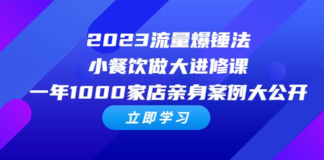 2023流量 爆锤法，小餐饮做大进修课，一年1000家店亲身案例大公开-天天资源网