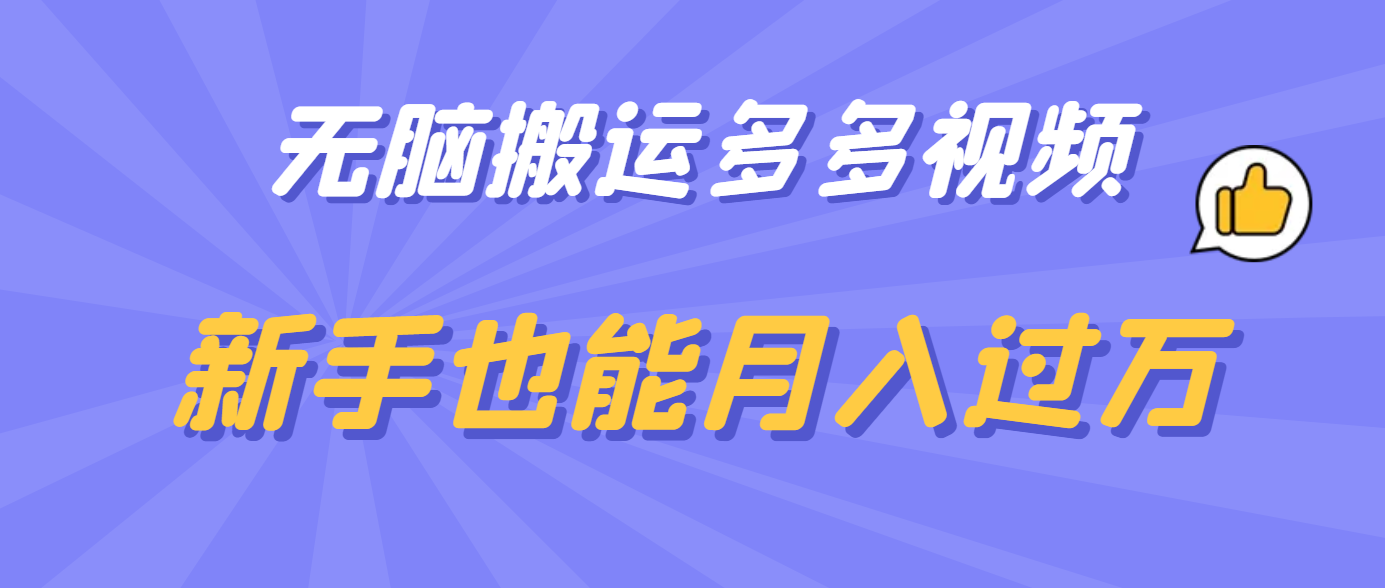 无脑搬运多多视频，新手也能月入过万-天天资源网