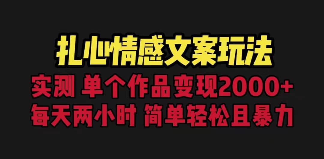 扎心情感文案玩法，单个作品变现5000 ，一分钟一条原创作品，流量爆炸-天天资源网