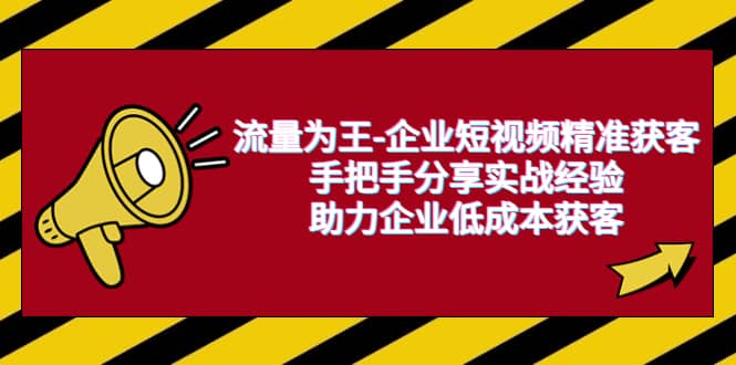 流量为王-企业 短视频精准获客，手把手分享实战经验，助力企业低成本获客-天天资源网