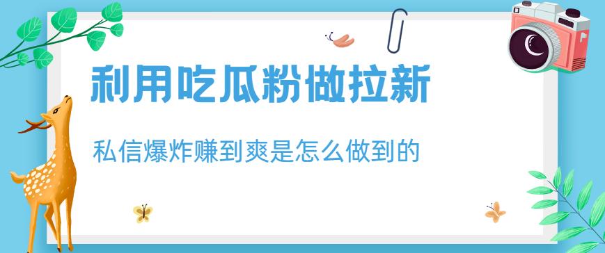 利用吃瓜粉做拉新，私信爆炸日入1000 赚到爽是怎么做到的【揭秘】-天天资源网