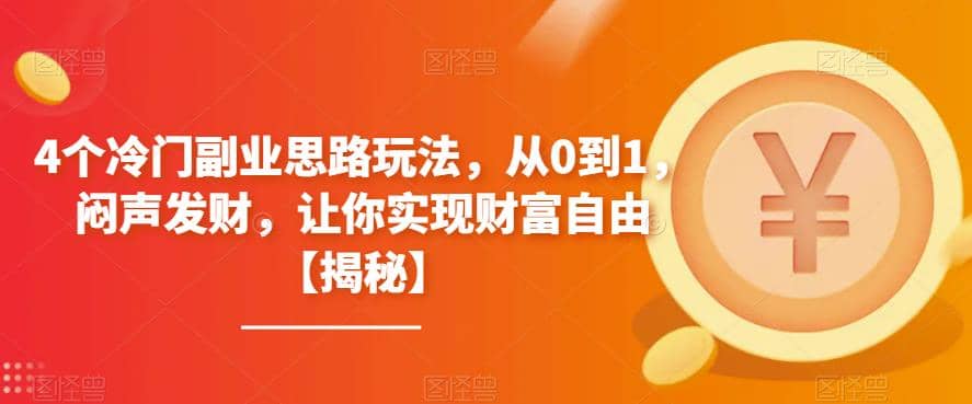 4个冷门副业思路玩法，从0到1，闷声发财，让你实现财富自由【揭秘】-天天资源网