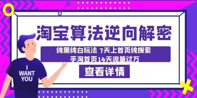 淘宝算法·逆向解密：纯黑纯白玩法 7天上首页纯搜索 手淘首页14天流量过万-天天资源网