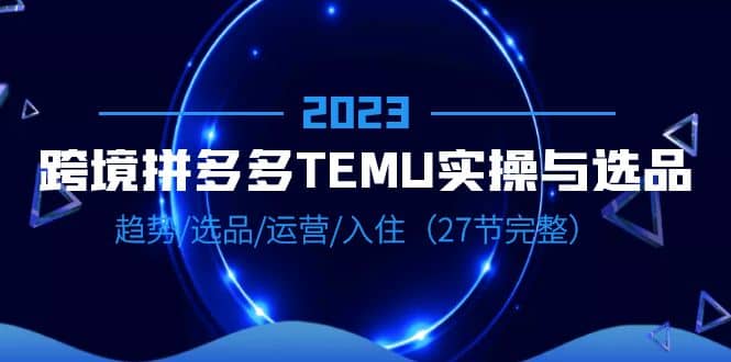 2023跨境·拼多多·TEMU实操与选品，趋势·选品·运营·入住（27节完整）-天天资源网