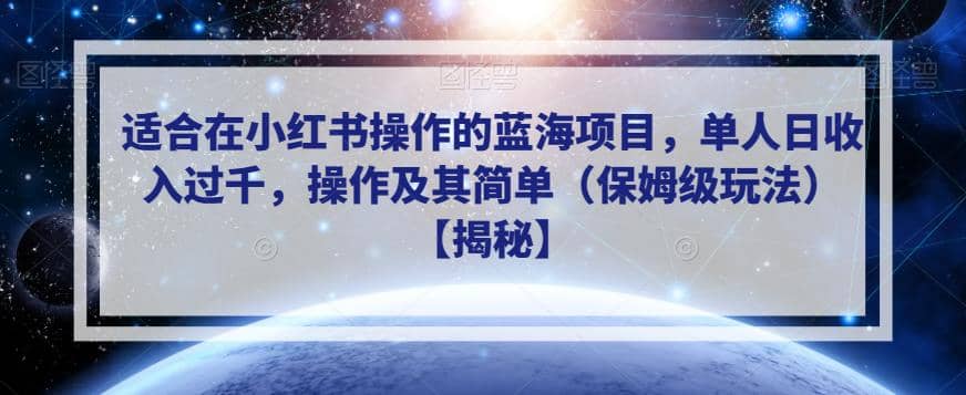 适合在小红书操作的蓝海项目，单人日收入过千，操作及其简单（保姆级玩法）【揭秘】-天天资源网