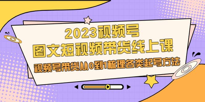 2023视频号-图文短视频带货线上课，视频号带货从0到1梳理各类起号方法-天天资源网