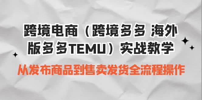 跨境电商（跨境多多 海外版多多TEMU）实操教学 从发布商品到售卖发货全流程-天天资源网