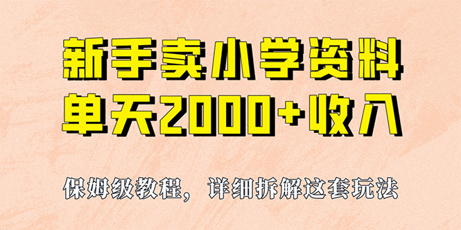 我如何通过卖小学资料，实现单天2000 ，实操项目，保姆级教程 资料 工具-天天资源网