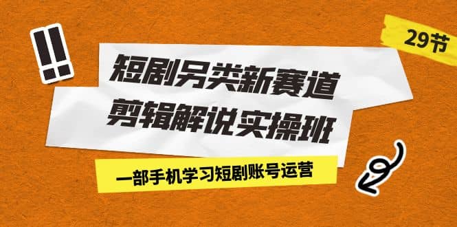 短剧另类新赛道剪辑解说实操班：一部手机学习短剧账号运营（29节 价值500）-天天资源网