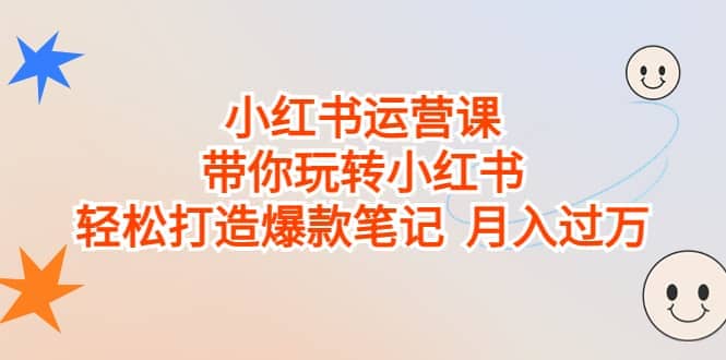 小红书运营课，带你玩转小红书，轻松打造爆款笔记 月入过万-天天资源网