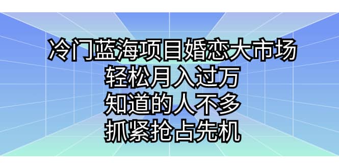 冷门蓝海项目婚恋大市场，轻松月入过万，知道的人不多，抓紧抢占先机-天天资源网