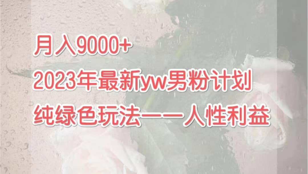 月入9000 2023年9月最新yw男粉计划绿色玩法——人性之利益-天天资源网