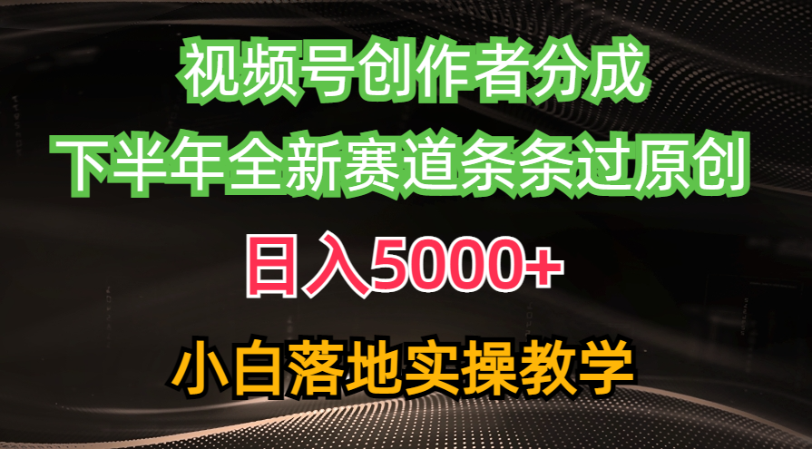 视频号创作者分成最新玩法，日入5000+  下半年全新赛道条条过原创，小…-天天资源网