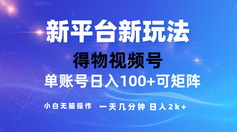 2024【得物】新平台玩法，去重软件加持爆款视频，矩阵玩法，小白无脑操…-天天资源网