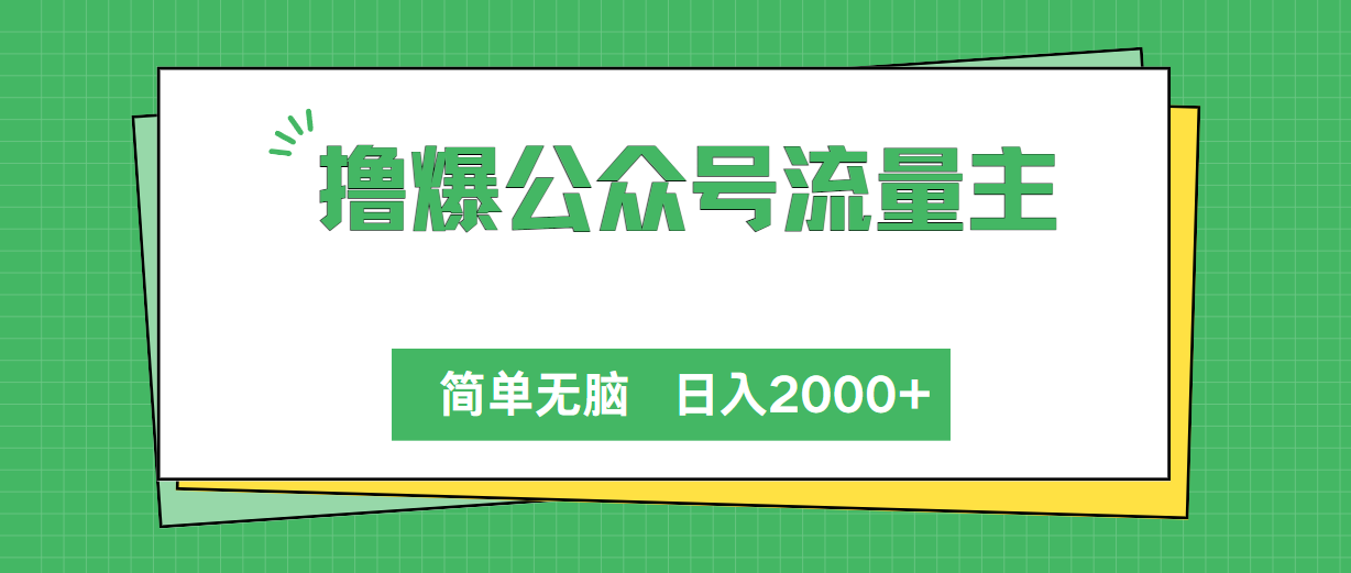 撸爆公众号流量主，简单无脑，单日变现2000+-天天资源网