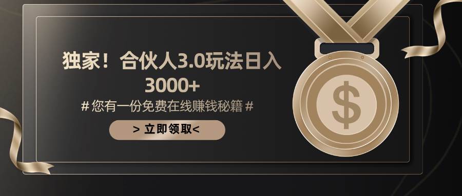 游戏合伙人3.0，日入3000+，无限扩大的蓝海项目-天天资源网