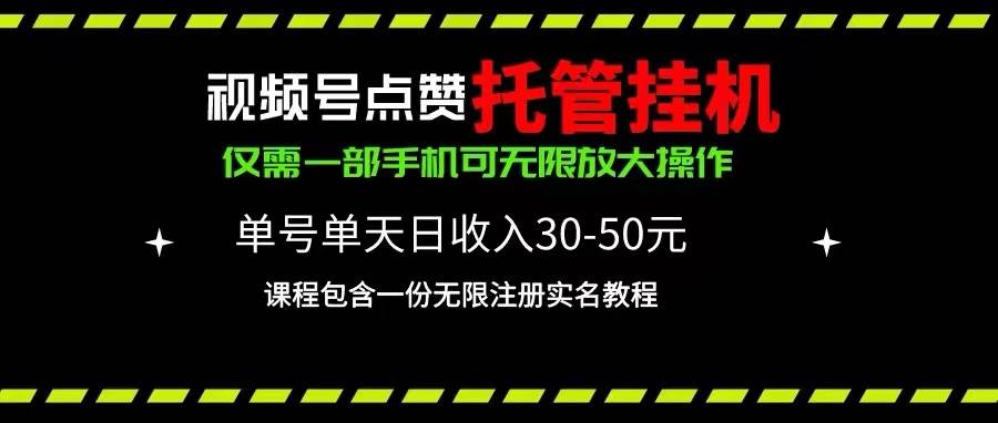 视频号点赞托管挂机，单号单天利润30~50，一部手机无限放大（附带无限…-天天资源网