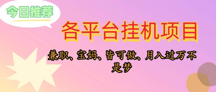 靠挂机，在家躺平轻松月入过万，适合宝爸宝妈学生党，也欢迎工作室对接-天天资源网