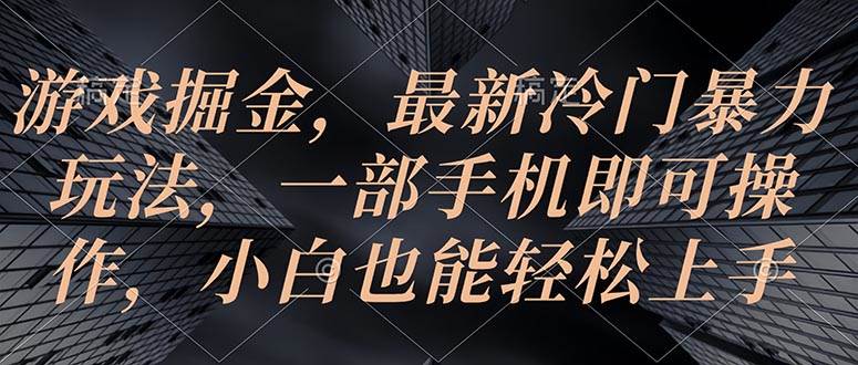 游戏掘金，最新冷门暴力玩法，一部手机即可操作，小白也能轻松上手-天天资源网