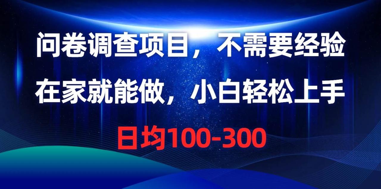 问卷调查项目，不需要经验，在家就能做，小白轻松上手，日均100-300-天天资源网