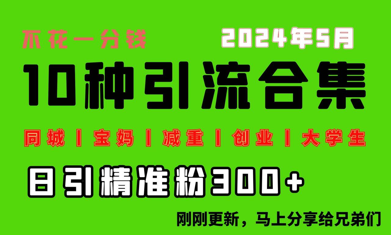 0投入，每天搞300+“同城、宝妈、减重、创业、大学生”等10大流量！-天天资源网