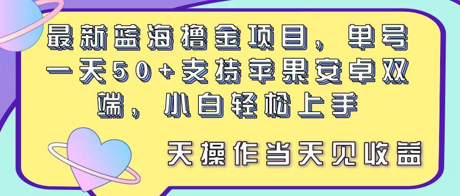 最新蓝海撸金项目，单号一天50+， 支持苹果安卓双端，小白轻松上手 当…-天天资源网