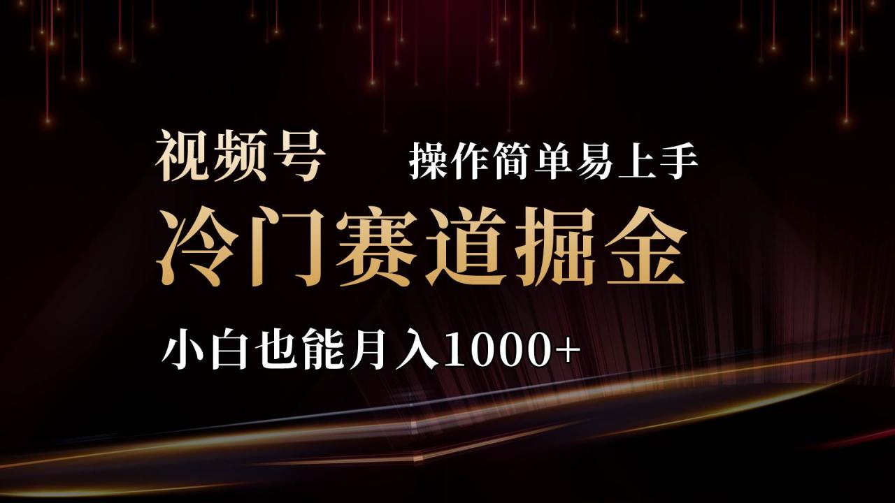 2024视频号三国冷门赛道掘金，操作简单轻松上手，小白也能月入1000+-天天资源网