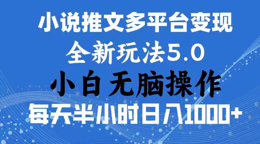 2024年6月份一件分发加持小说推文暴力玩法 新手小白无脑操作日入1000+ …-天天资源网