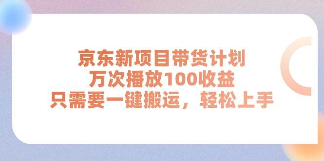 京东新项目带货计划，万次播放100收益，只需要一键搬运，轻松上手-天天资源网