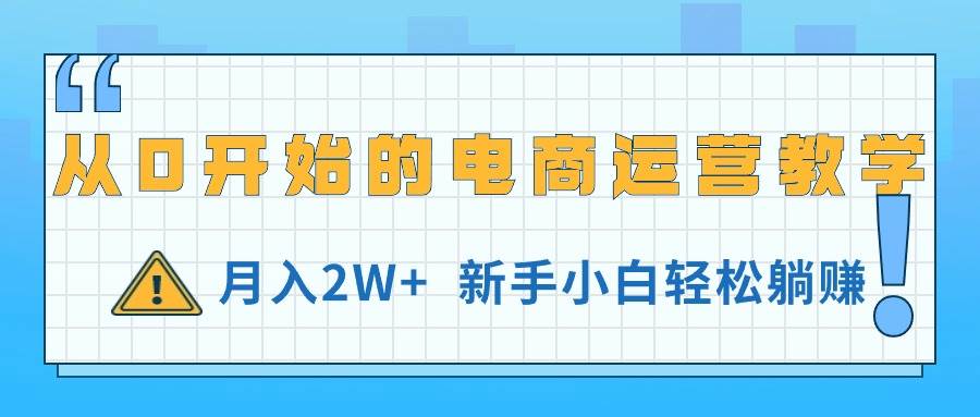 从0开始的电商运营教学，月入2W+，新手小白轻松躺赚-天天资源网