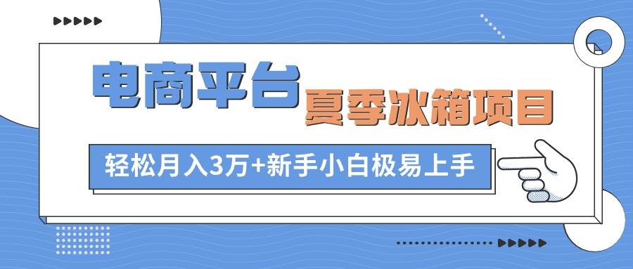 电商平台夏季冰箱项目，轻松月入3万+，新手小白极易上手-天天资源网