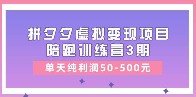 某收费培训《拼夕夕虚拟变现项目陪跑训练营3期》单天纯利润50-500元-天天资源网