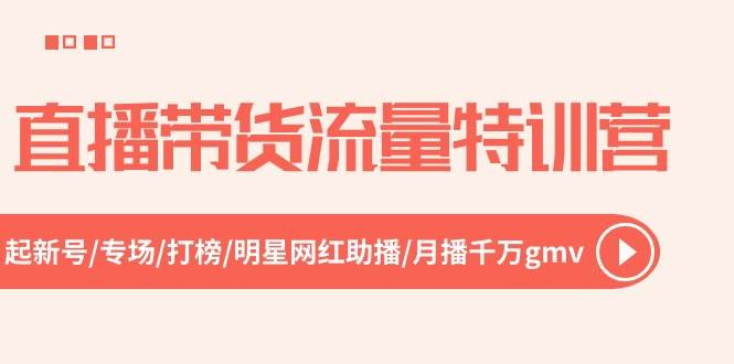 直播带货流量特训营，起新号-专场-打榜-明星网红助播 月播千万gmv（52节）-天天资源网