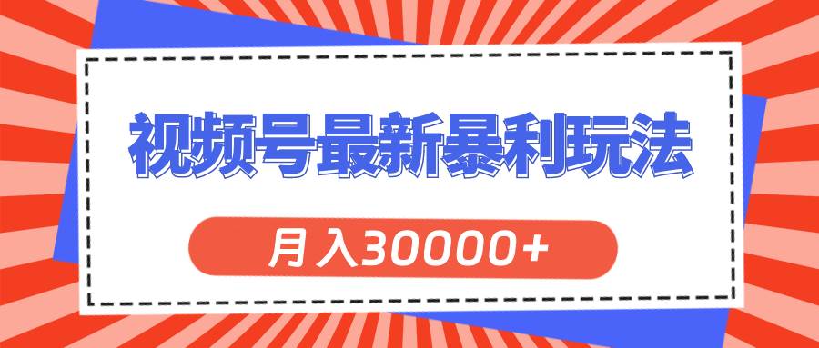 视频号最新暴利玩法，轻松月入30000+-天天资源网