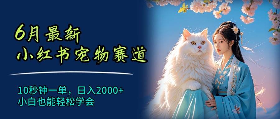 6月最新小红书宠物赛道，10秒钟一单，日入2000+，小白也能轻松学会-天天资源网