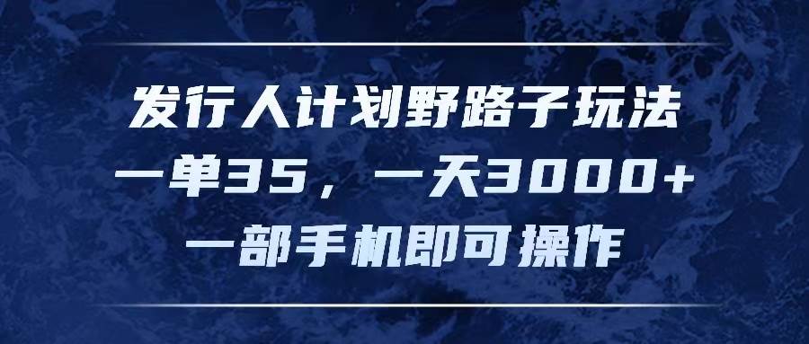 发行人计划野路子玩法，一单35，一天3000+，一部手机即可操作-天天资源网