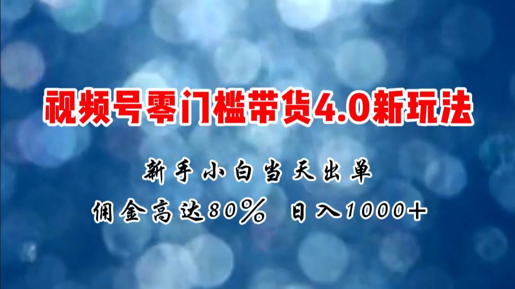 微信视频号零门槛带货4.0新玩法，新手小白当天见收益，日入1000+-天天资源网