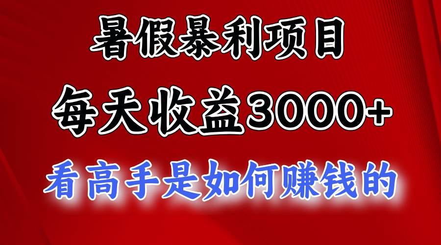 暑假暴利项目，每天收益3000+ 努努力能达到5000+，暑假大流量来了-天天资源网