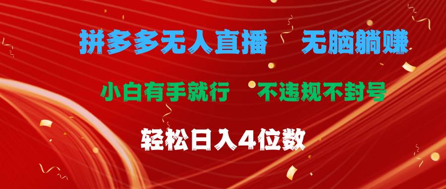 拼多多无人直播 无脑躺赚小白有手就行 不违规不封号轻松日入4位数-天天资源网