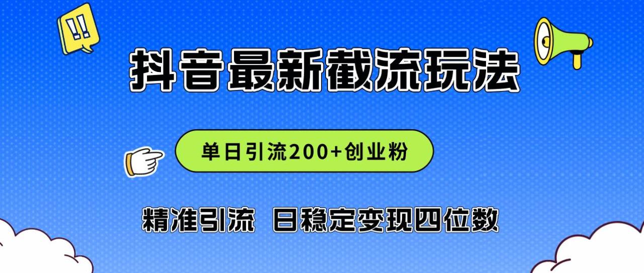 2024年抖音评论区最新截流玩法，日引200+创业粉，日稳定变现四位数实操…-天天资源网