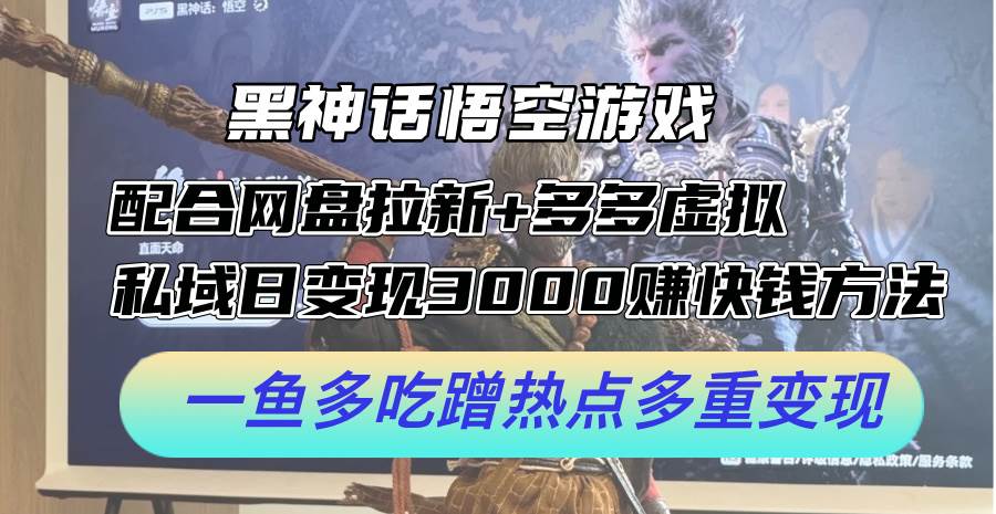 黑神话悟空游戏配合网盘拉新+多多虚拟+私域日变现3000+赚快钱方法。…-天天资源网