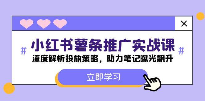 小红书-薯 条 推 广 实战课：深度解析投放策略，助力笔记曝光飙升-天天资源网