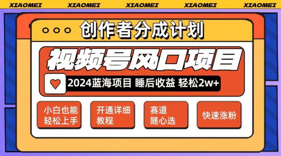 微信视频号大风口项目 轻松月入2w+ 多赛道选择，可矩阵，玩法简单轻松上手-天天资源网