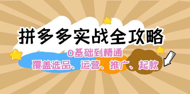 拼多多实战全攻略：0基础到精通，覆盖选品、运营、推广、起款-天天资源网