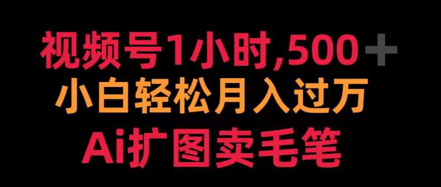 视频号1小时，500＋ 小白轻松月入过万 Ai扩图卖毛笔-天天资源网