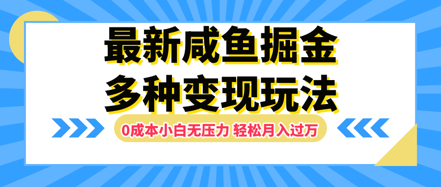 最新咸鱼掘金玩法，更新玩法，0成本小白无压力，多种变现轻松月入过万-天天资源网