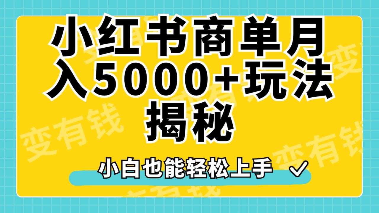 小红书商单原创起号玩法揭秘，小白月入5000+-天天资源网